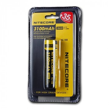 Li-Ion 18650 3,7V 3100mAh panasonic batterij buttom top van Nitecore