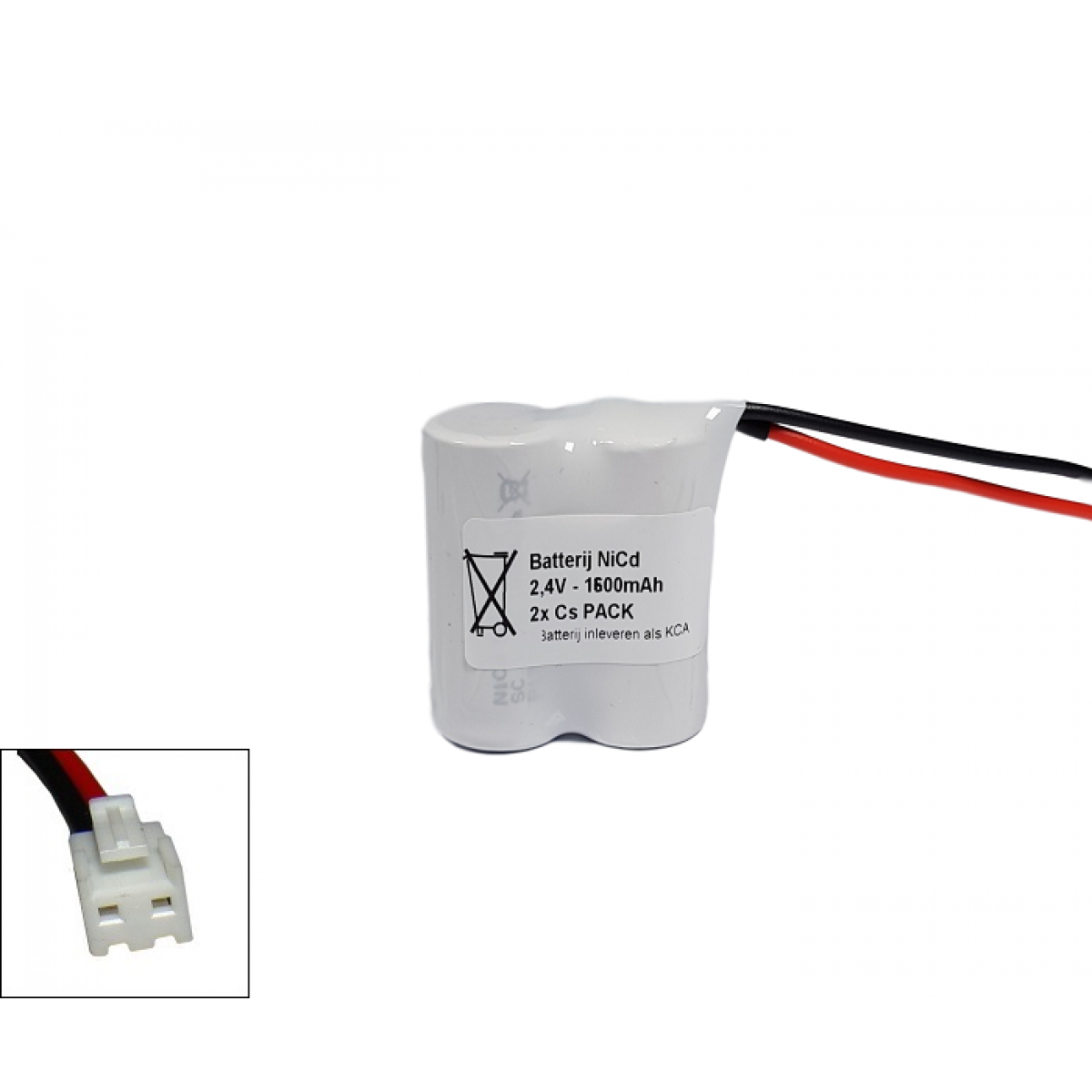 Arts Energy (Saft) NiCd 2,4V 1600mAh 2xCs VNT side by side met S04 aansluiting