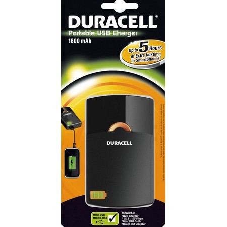 Duracell portable USB Charger 1800mAH 5H