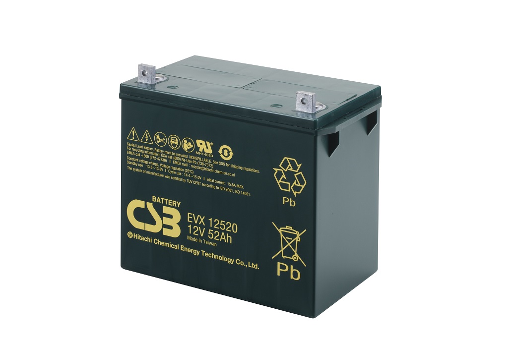 Deep cycle AGM loodaccu 12V 52Ah EVX12520 van CSB Battery