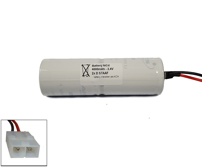 NiCd 2,4V 4000mAh 2xD HT staaf met S01 aansluiting