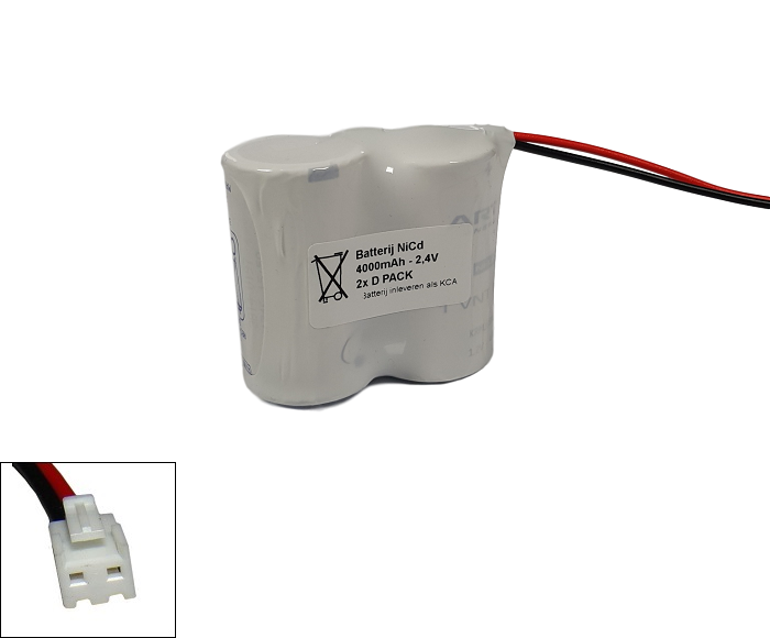 Arts Energy (Saft) NiCd 2,4V 4000mAh 2xD VNT side by side met S04 aansluiting