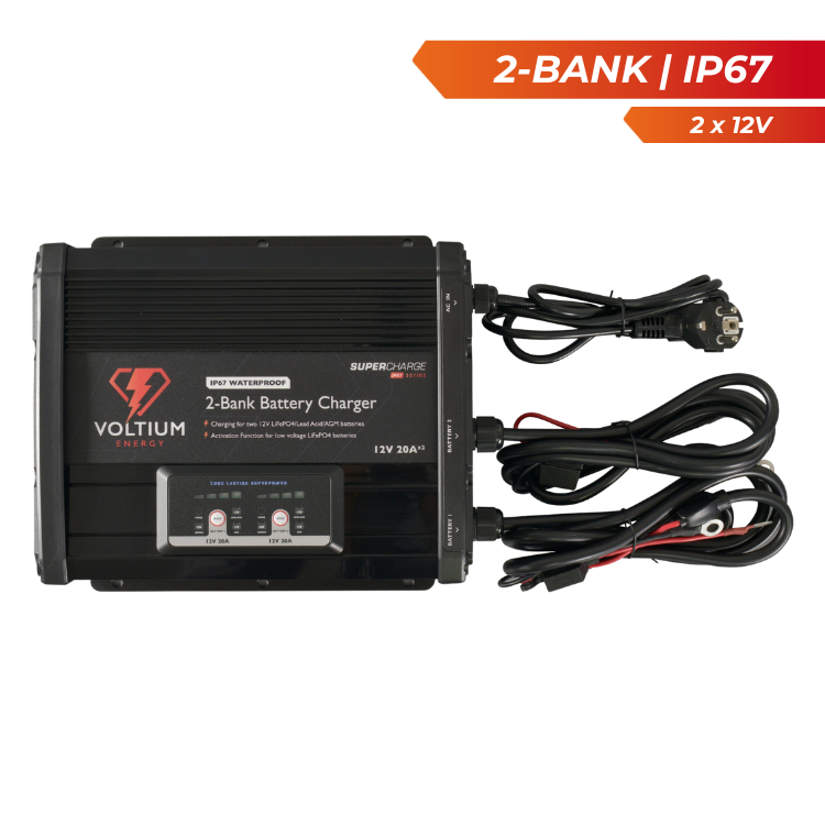 Voltium Energy® SuperCharge 2-Bank lader IP67 | 12V 20A